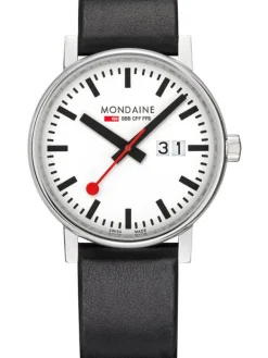 MONDAINE Herrenuhren-evo2, 40 mm Weiß Leder vegan Datum MSE.40210.LBV