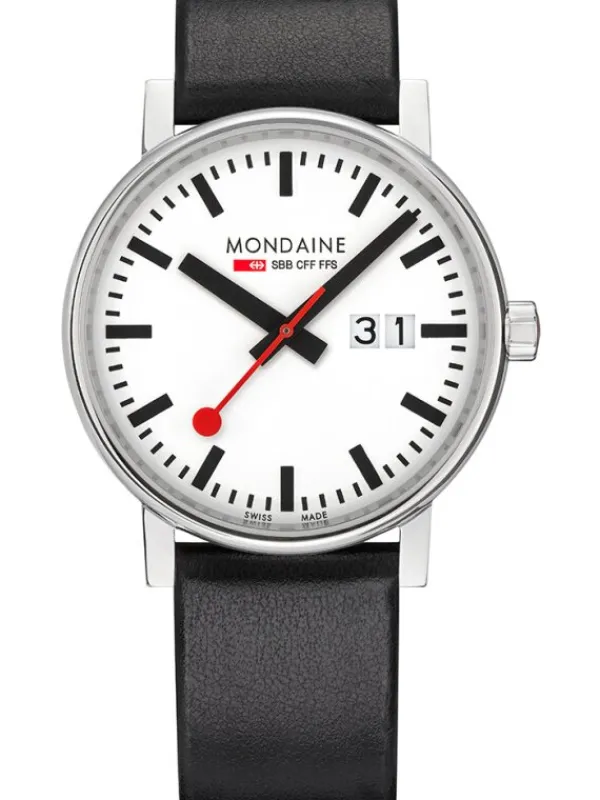 MONDAINE Herrenuhren-evo2, 40 mm Weiß Leder vegan Datum MSE.40210.LBV