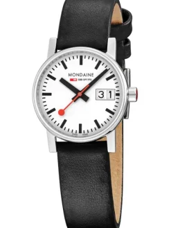 MONDAINE Damenuhren-evo2, 30 mm Weiß Leder vegan Datum MSE.30210.LBV