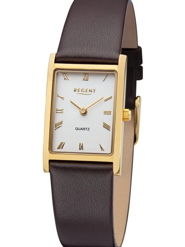 REGENT Damenuhren-Damenuhr eckig Leder goldf. F1302