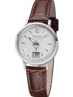 REGENT Damenuhren-Damenuhr Funk Leder braun FR256