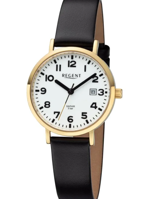 REGENT Damenuhren-Damenuhr Quarz goldf. Leder BA-791
