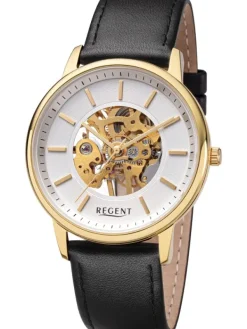 REGENT Herrenuhren-Herrenuhr Handaufzug Skelett goldf. F1399