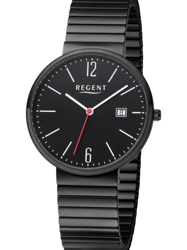 REGENT Herrenuhren-Herrenuhr Quarz schwarz Zugband F1352