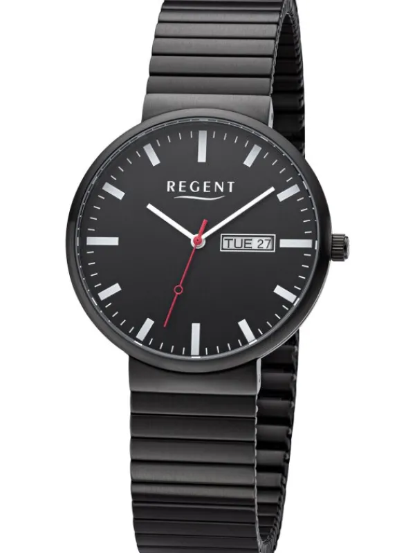REGENT Herrenuhren-Herrenuhr Quarz schwarz Zugband F1355