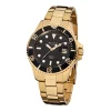 REGENT Herrenuhren-Herrenuhr Quarz Tauchen goldf. 40 mm F-370