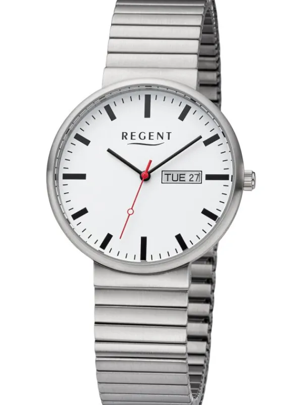 REGENT Herrenuhren-Herrenuhr Quarz weiß Zugband F1354