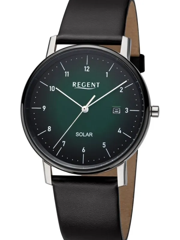 REGENT Herrenuhren-Herrenuhr Solar 39 mm schwarz grün F1548