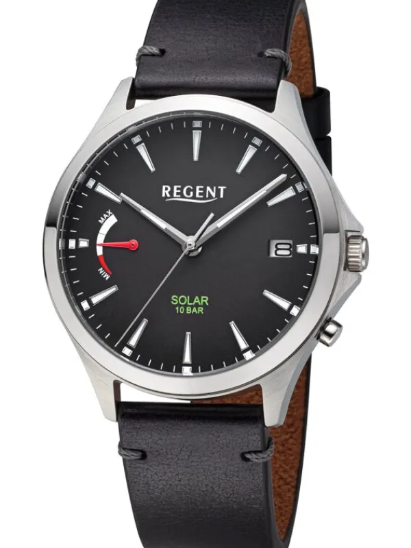 REGENT Herrenuhren-Herrenuhr Solar mit Lade-Anzeige F1550