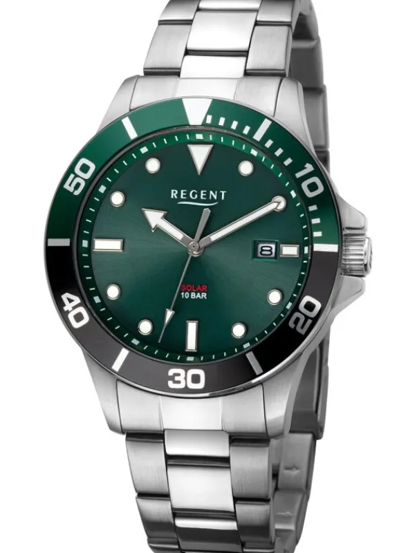 REGENT Herrenuhren-Herrenuhr Tauchen Solar Grün F1544