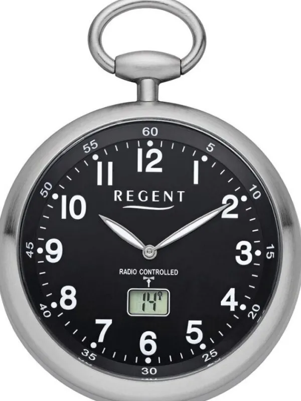 REGENT Taschenuhren-Lepine, Funk-Taschenuhr, schwarz 11280077