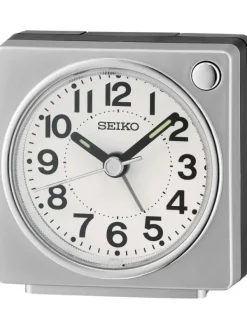 SEIKO Wecker + Co.-Wecker, mit Schlummerfunktion, Quarzuhrwerk, rechteckig, silber QHE196S