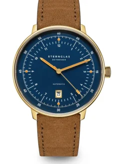 STERNGLAS Herrenuhren | Damenuhren-HAMBURG Automatik Edition Marine Band braun S02-HHM07-WL02