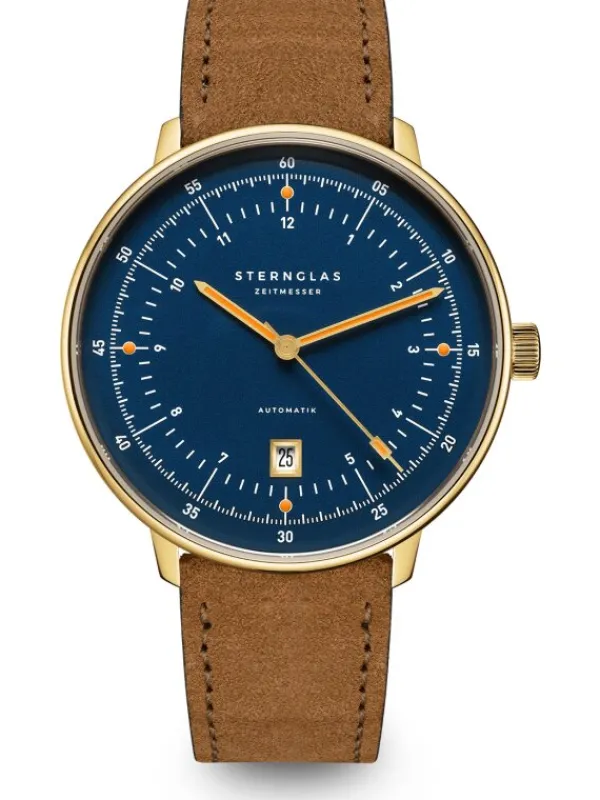 STERNGLAS Herrenuhren | Damenuhren-HAMBURG Automatik Edition Marine Band braun S02-HHM07-WL02