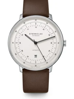STERNGLAS Herrenuhren-HAMBURG AUTOMATIK Leder Braun glatt S02-HH10-PR04