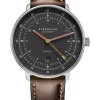 STERNGLAS Herrenuhren-HAMBURG Automatik neugraphit Band Bridle braun S02-HH39-BR03
