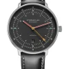 STERNGLAS Herrenuhren-HAMBURG Automatik neugraphit Band Bridle schwarz S02-HH39-BR02