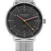 STERNGLAS Herrenuhren-HAMBURG Automatik neugraphit Band SuperSlim silber S02-HH39-ME08