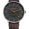 STERNGLAS Herrenuhren-HAMBURG Automatik neugraphit Band Vintage mokka S02-HH39-VI11