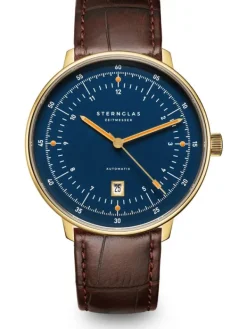 STERNGLAS Herrenuhren | Damenuhren-HAMBURG Automatik Edition Marine Band dunkelbraun S02-HHM07-HE01