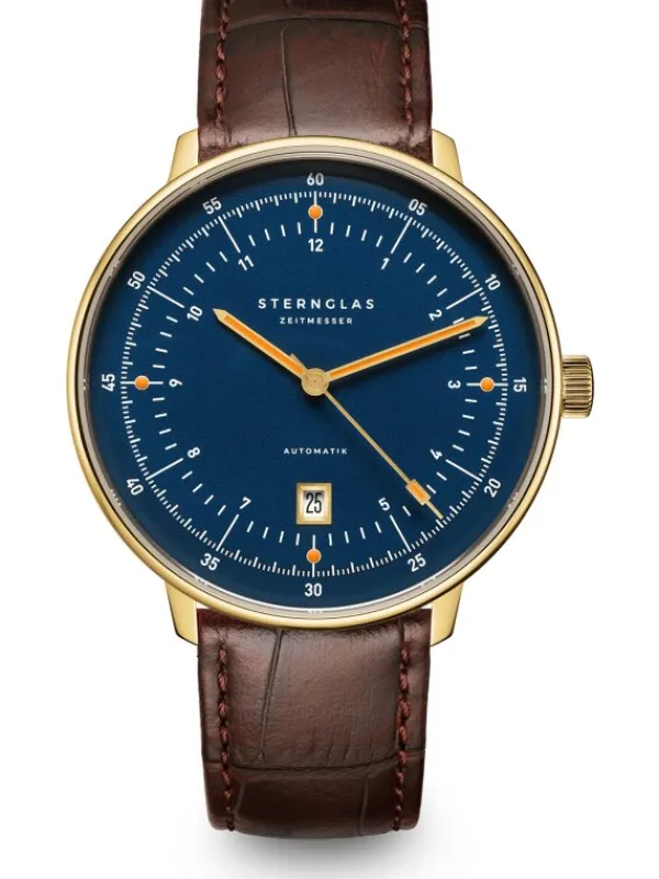 STERNGLAS Herrenuhren | Damenuhren-HAMBURG Automatik Edition Marine Band dunkelbraun S02-HHM07-HE01