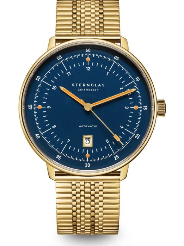 STERNGLAS Herrenuhren | Damenuhren-HAMBURG Automatik Edition Marine goldf. Metallarmband S02-HHM07-ME09