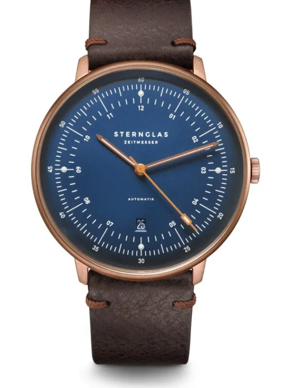STERNGLAS Herrenuhren-HAMBURG AUTOMATIK blau bronze S02-HH27-VI17