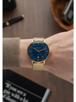 STERNGLAS Herrenuhren | Damenuhren-HAMBURG Automatik Edition Marine goldf. Milanaiseband S02-HHM07-MI05