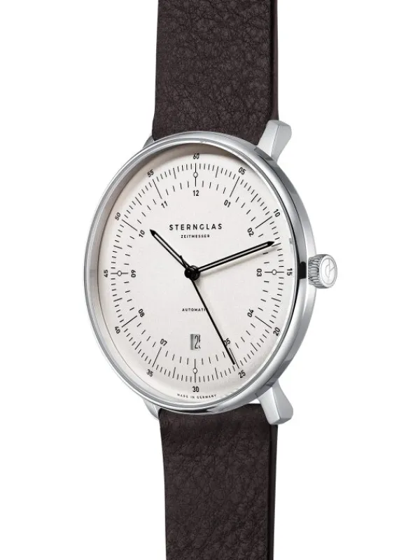STERNGLAS Herrenuhren-HAMBURG AUTOMATIK Leder Braun Retro S02-HH10-VI11