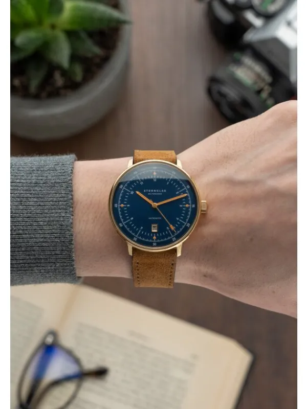 STERNGLAS Herrenuhren | Damenuhren-HAMBURG Automatik Edition Marine Band braun S02-HHM07-WL02