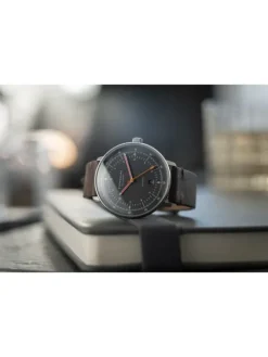STERNGLAS Herrenuhren-HAMBURG Automatik neugraphit Band Vintage mokka S02-HH39-VI11