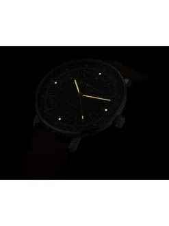 STERNGLAS Herrenuhren-HAMBURG Automatik neugraphit Band Vintage mokka S02-HH39-VI11