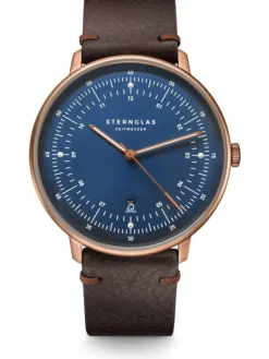 STERNGLAS Herrenuhren-HAMBURG blau bronze S01-HH27-VI17