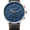 STERNGLAS Herrenuhren-HAMBURG Chrono Edition Küste dunkelblau silber Editionsband Küste nero orange S01-HC06-EB05