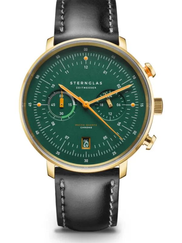 STERNGLAS Herrenuhren | Damenuhren-HAMBURG Chrono Edition Vintage Band Bridle schwarz S01-HCV22-BR04