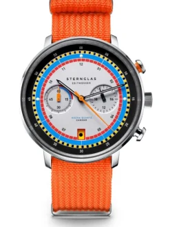 STERNGLAS Herrenuhren | Damenuhren-HAMBURG Chrono REGATTA Band Field signalorange S01-HC36-FI02
