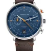 STERNGLAS Herrenuhren-HAMBURG Chrono Edition Küste dunkelblau silber Vintage mokka S01-HC06-VI11