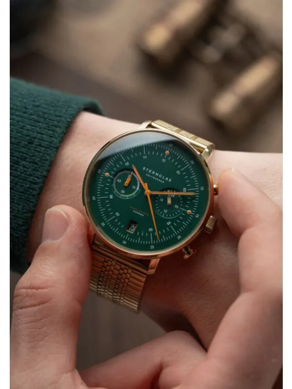 STERNGLAS Herrenuhren | Damenuhren-HAMBURG Chrono Edition Vintage Band SuperSlim S01-HCV22-ME09