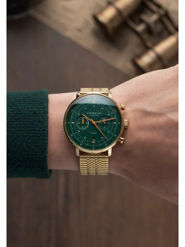 STERNGLAS Herrenuhren | Damenuhren-HAMBURG Chrono Edition Vintage Band SuperSlim S01-HCV22-ME09