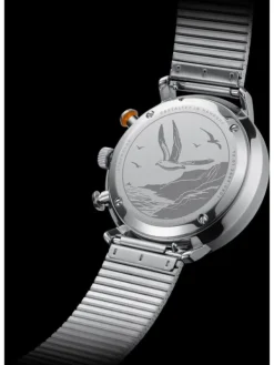 STERNGLAS Herrenuhren-HAMBURG Chrono Edition Küste dunkelblau silber Band SuperSlim S01-HC06-ME08