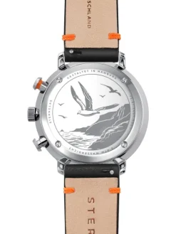 STERNGLAS Herrenuhren-HAMBURG Chrono Edition Küste dunkelblau silber Editionsband Küste nero orange S01-HC06-EB05