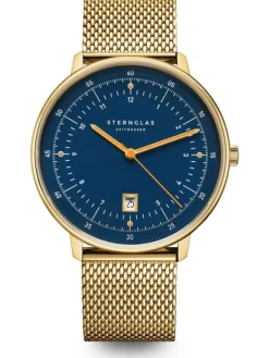 STERNGLAS Herrenuhren | Damenuhren-HAMBURG dunkelblau goldf. Milanaise S01-HH07-MI05