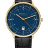 STERNGLAS Herrenuhren | Damenuhren-HAMBURG dunkelblau/gold Band schwarz S01-HH07-HE03