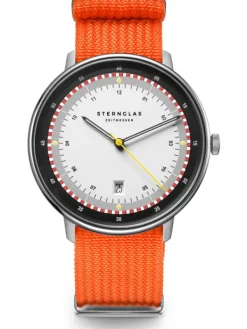 STERNGLAS Herrenuhren | Damenuhren-HAMBURG Edition Hafen Band Nylon signalorange S01-HHH16-FI02