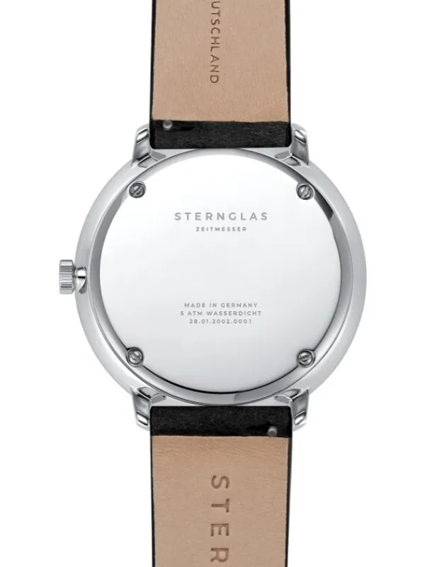 STERNGLAS Herrenuhren-HAMBURG graphit Leder schwarz S01-HH11-VI15