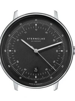 STERNGLAS Herrenuhren-HAMBURG graphit Leder schwarz S01-HH11-VI15