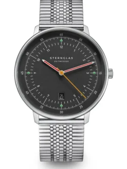 STERNGLAS Herrenuhren-HAMBURG neugraphit Band SuperSlim S01-HH39-ME08