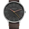 STERNGLAS Herrenuhren-HAMBURG neugraphit Band Vintage mokka S01-HH39-VI11