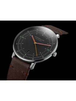STERNGLAS Herrenuhren-HAMBURG neugraphit Band Vintage mokka S01-HH39-VI11