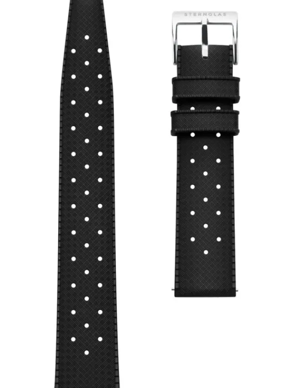 STERNGLAS Uhrenarmbänder-Kautschuk 20mm schwarz Schließe silber matt S03-KA04